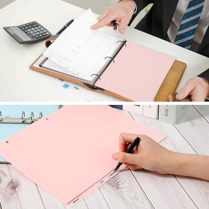 3 Ring Pink Binder Dividers with 8-Tabs, A4 Pink Binder Dividers, Sturdy Plastic Dividers, Aesthetic Dividers for Binder, Suitable for Notebooks and Binders, Tabs for Binder, 3 Hole Punch (Pink,A4)