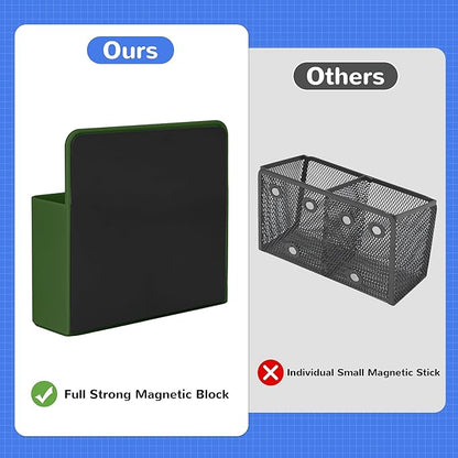 Magnetic Dry Erase Marker Holder, Magnetic Pen Marker Holder for Whiteboard, Fridge, Locker Accessories, School, Office, Home, Magnet Pen Cup,1 Pack, Army Green