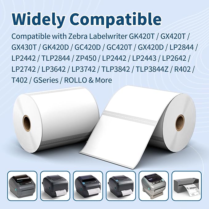 12 Rolls 4" x 3" Direct Thermal Labels - Shipping & Multipurpose Labels for Barcode Postage - Adhesive & Perforated, Compatible with Zebra Desktop Printers & Rollo Label Printer,500 Labels/Roll