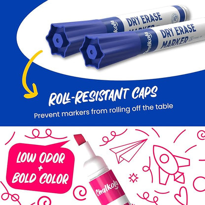 Chalkola Bulk Dry Erase Markers for Classroom (120 Pack, 12 Vibrant Colors) | Erasable, Low Odor, Chisel Tip WhiteBoard Markers, Dry Erase Pens for Kids, Teachers - Office, Home, School Supplies,