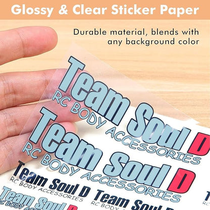 A-SUB Clear Sticker Paper for Inkjet Printers, Waterproof Transparent Printable Vinyl Sticker Paper, 50 Sheets 8.5x11 Inch Glossy Clear Label Paper for Custom Stickers, Decals