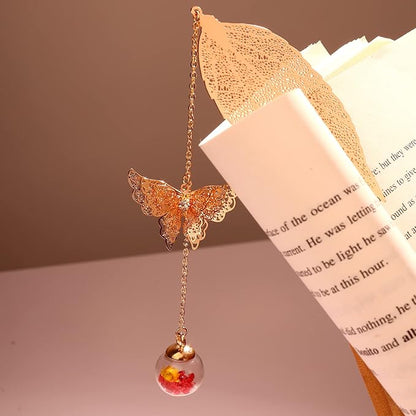 Toirxarn Gold Leaf Bookmark with Butterfly Charm - Elegant Bookmarks for Women, Book Lovers Gifts, Book Marker for Reading, Teacher Appreciation Gifts, Unique Birthday Gifts, Religious Gifts