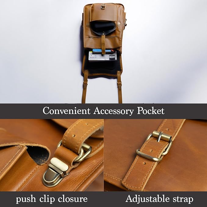 Satchel And Fable Vintage Full Grain 21 Inch Leather Laptop Large Backpack Casual Bookbag Daypack Camping Travel Rucksack Knapsack