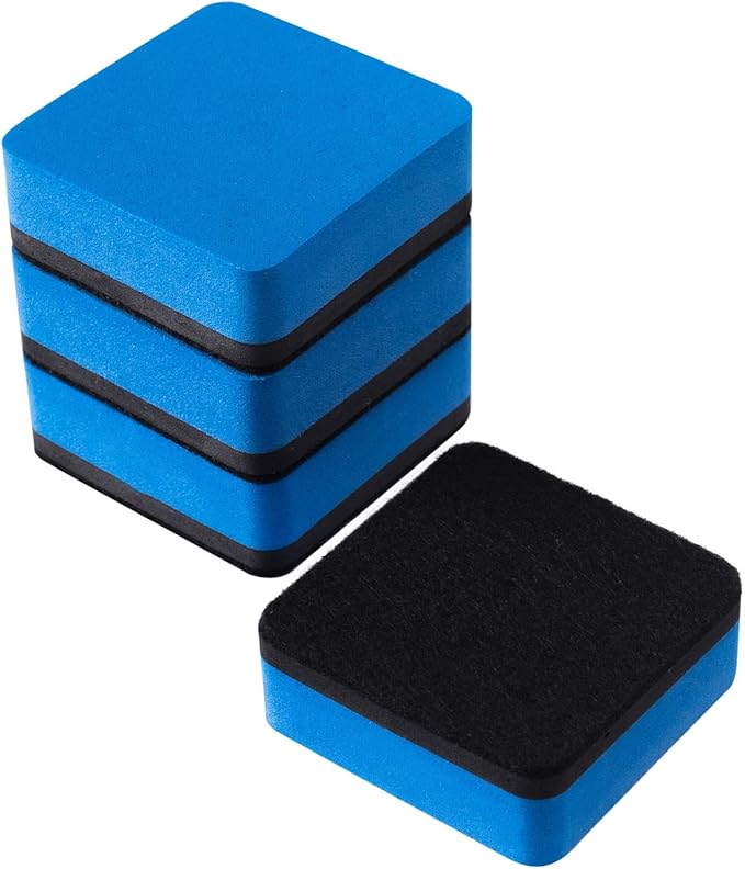 Favourde 48 Pack Magnetic Whiteboard Dry Erase Erasers Chalkboard Cleansers for Classroom, Home and Office (Blue)