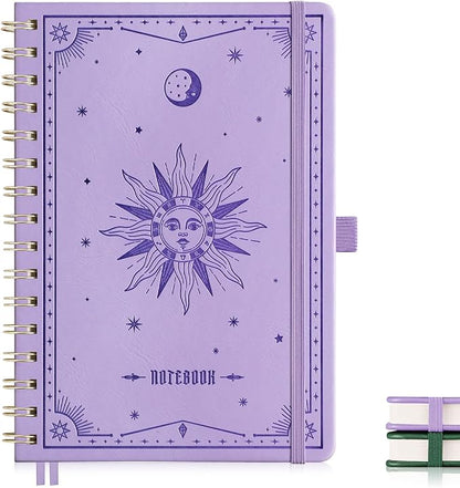 EMSHOI Lined Spiral Journal Notebook for Women & Men, 140 Numbered Pages, College Ruled Hardcover Notebook for Work & Note Taking, Journals for Writing, A5(6"x8") - Lightpurple