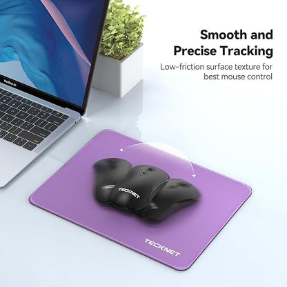TECKNET Mouse Pad with Anti-fray Stitchin, Waterproof Surface & Non-Slip Rubber Base with Stitched Edges Gaming Mouse Mat for Laptop，Compatible with Laser and Optical Mice - Purple