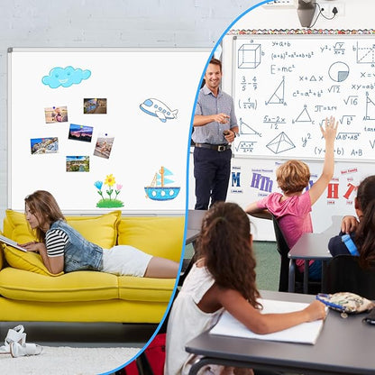 Large 60" x 40" Magnetic Dry Erase White Board - Wall Mounted Whiteboard with Pen Tray, Aluminum Message Presentation Memo Board for Office & School