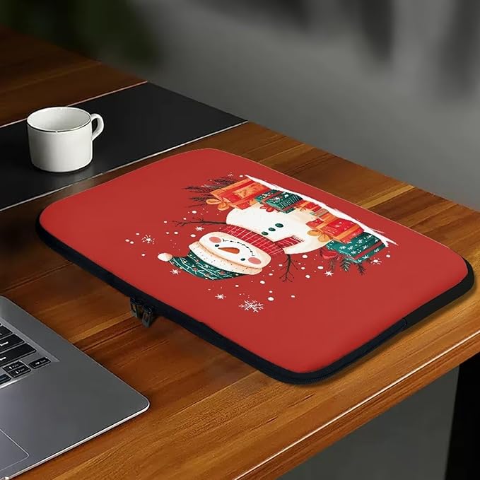 Cute Snowman Laptop Sleeve for Women Teen Girls 10 inch Laptop Protector with Multiple Uses Computer Carrying Case Christmas Tablet Bag Lap Top Case Men Laptop Protector