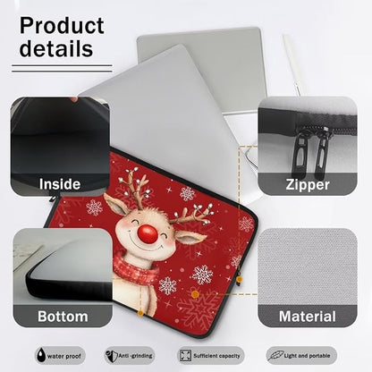Cute Deer Laptop Sleeve for Women 13 inch Laptop Protector with Multiple Uses Computer Carrying Case Portable Tablet Bag Lap Top Case Christmas Laptop Protector