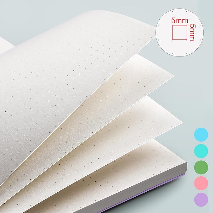 EMSHOI B5 Spiral Notebook Bullet Dotted Journal, Large 7.48" X 10.15", 300 Pages/150 Sheets, 100gsm Dot Grid Paper, Waterproof Hardcover, for Office School Women Men Work Writing Notes-LightBlue