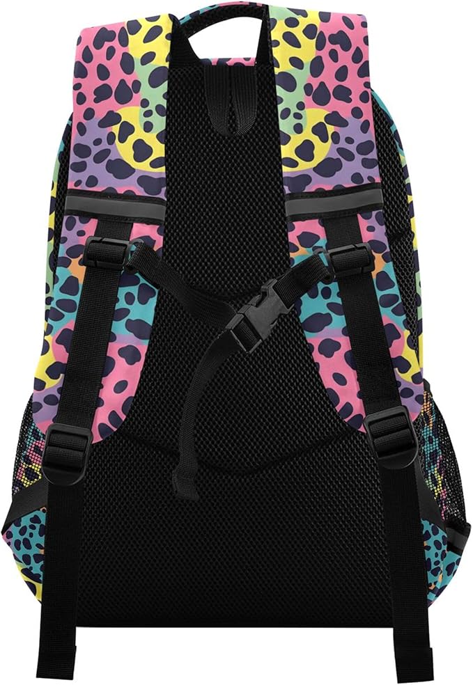 MNSRUU Laptop Backpack with Chest Strap, Leopard School Backpack, Travel Hiking Backpack for Boys Girls Teen Adult, Rucksack, Knapsack