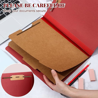 36 Pcs Classification Folders Bulk 2 Dividers File Folder with Fastener 2 Prongs Letter Size Pressboard Filefolders with 3.5 Inch Expansion for Organize Office Medical Document (Dark Red)