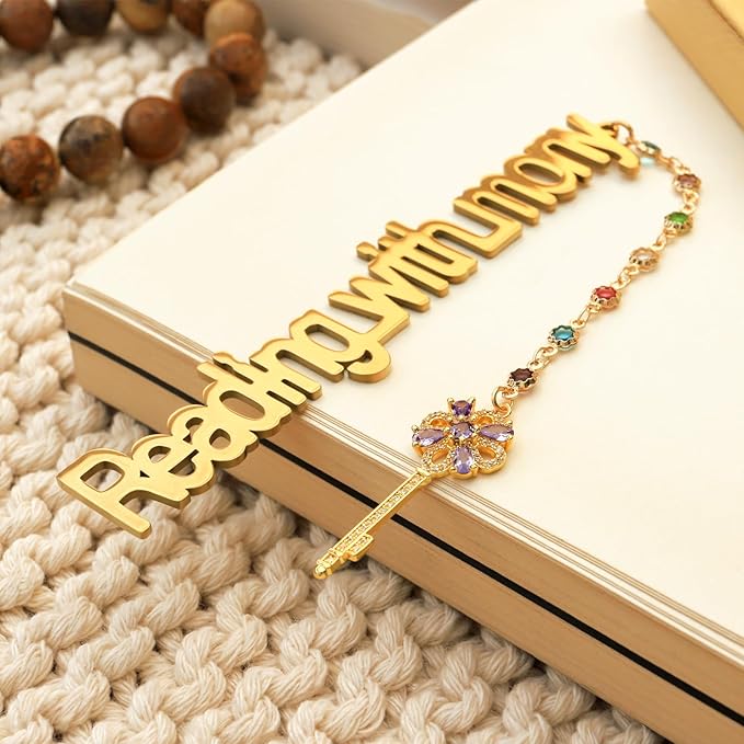 Metal Bookmark Cute Book Accessories Gifts for Women Teacher Readers Book Lovers for Christmas Mother's Day (Reading with Mony Gold)