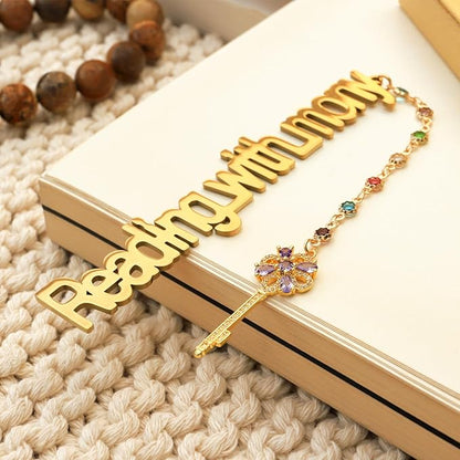 Metal Bookmark Cute Book Accessories Gifts for Women Teacher Readers Book Lovers for Christmas Mother's Day (Reading with Mony Gold)