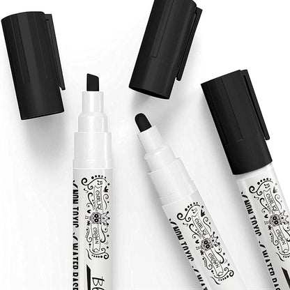 CHALKY CROWN Liquid Chalk Marker Pen - Dry Erase Marker - Chalk Markers for Chalkboard Signs, Windows, Blackboard, Glass - 6mm Reversible Tip (Black, 5 Pack)