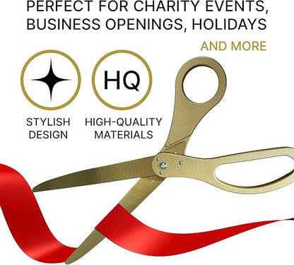 New Edition Grand Opening Scissors – 25'' Scissors Gold with Golden Blades for Ribbon Cutting Ceremony