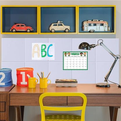 LAJAR Large Felt Wall Tiles, 12 Pack Cork Board Alternative with Removable Adhesive Tabs, Bulletin Pin Boards for Office, School and Home (White)