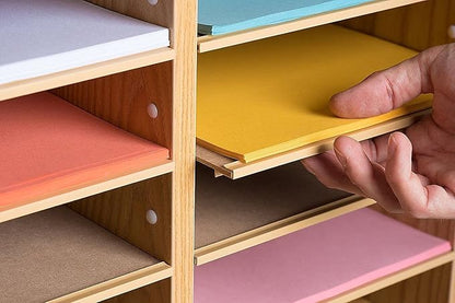 AdirOffice Wooden Adjustable organizerserature Organizer, 12 Compartment Office Mailbox, or Classroom Literature Organizer, Medium Oak