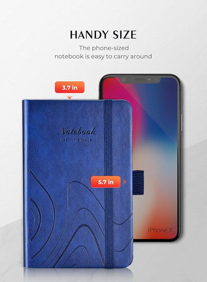 AISBUGUR Pocket Notebook, Small Notebook, 2-Pack Total 320 Pages,3.7" x 5.7" Pocket Notebook (2 Pack, Dark Blue)