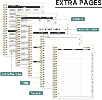 2026 Planner, Aesthetic Weekly and Monthly Planner for Women, Jan 2026 to Dec 2026, Hardcover 2026 Calendar Book with Monthly Tabs, Inner Pocket, Perfect for Office Home School - A5 (6.3" x 8.5"), Mushrooms Grove