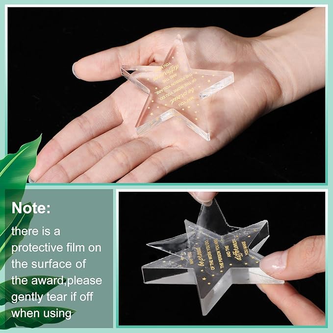 24 Pcs Employee Appreciation Awards for Coworker Acrylic Thank You Gifts Trophy Be Proud of The Work You Do Prizes for Colleague Retirement Farewell Motivational Gift (Pentagram)