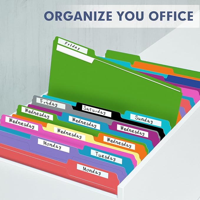 File Folder, PANDRI 120 Pack Colored File Folder, 1/3 Cut Tab, Letter Size, Assorted 12 Colors Filing Folder for Office School Business