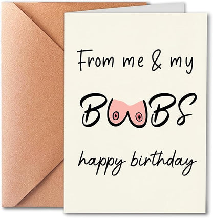 Funny Birthday Card, Happy Birthday From Me and Me, Rude Birthday Card for Boyfriend or Husband, Naughty Card for Him or Her, Funny Rude Gift, Joke Card, with Envelope