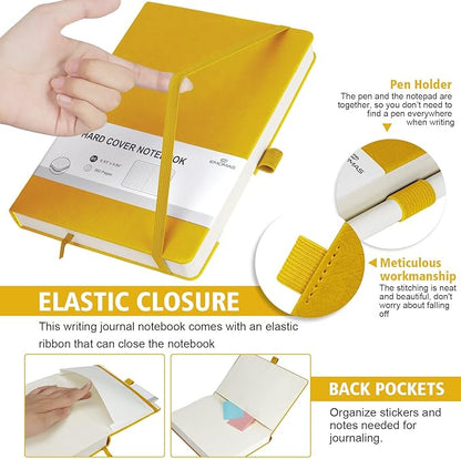 Lined Journal Notebook, 1 Pack (Yellow), 360 Pages, 9.8 inches x 6.9 inches - 100 gsm Thick Paper, Hardcover