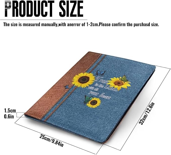 Sunflower Butterfly PU Leather Padfolio Clipboard Clip Business Resume Portfolio A4 Folder Interview Legal Document Organizer Business Card Holder Letter