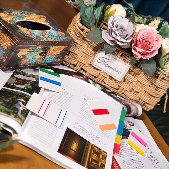 KICNIC File Index Tabs 1 Inch Sticky Flags 720 Pcs, Colored Page Markers Self Adhesive, Repositionable Note Tabs for Documents, Books, Paper, Notebooks, Filing and Folders [36 Sets, 10 Colors]