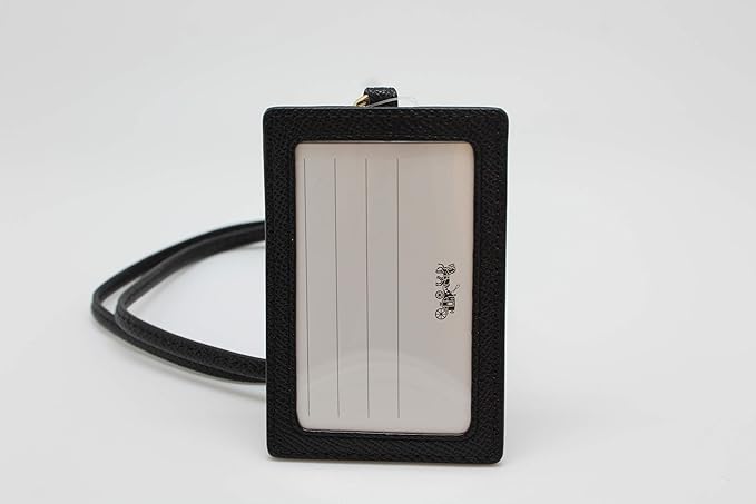 Coach ID Lanyard Badge Holder In Crossgrain Leather (Black/Gold)