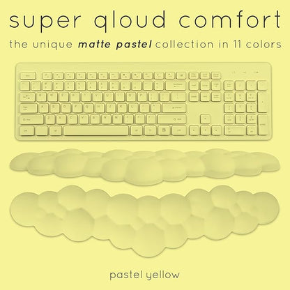 Qloud Cloud Wrist Rest Keyboard Wrist Rest for Computer Keyboard Pad, Cloud Keyboard Wrist Rest, Wrist Pad for Keyboard, Memory Foam, Non Slip Base, Comes with Mouse Pad - Yellow
