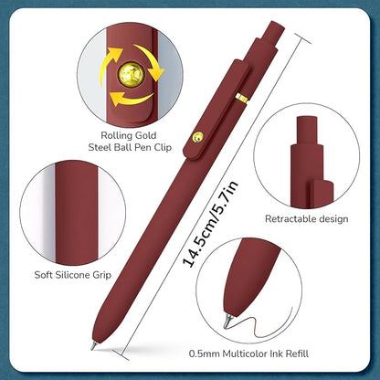 UIXJODO Colorful Pens, 6 Pcs Colored Pens Fine Point Smooth Writing Pens, 0.5mm Colored Ink Gel Pens for Journaling Note Taking Writing, Office School Supplies Gifts for Women (6 Pcs Gold Vintage)