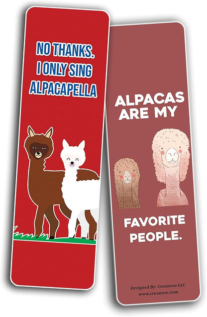 Creanoso Alpaca Funny Bookmarks (2-Sets X 6 Cards) – Daily Inspirational Card Set – Interesting Book Page Clippers – Great Gifts for Adults and Professionals