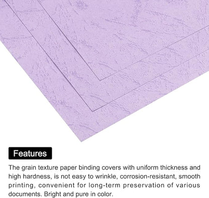 MECCANIXITY 100pcs A4 8-1/2 x 11.5 Inch Presentation Binding Covers Letter Size Leather Textured Grain Paper Un-Punched for Business Reports, Pale Purple