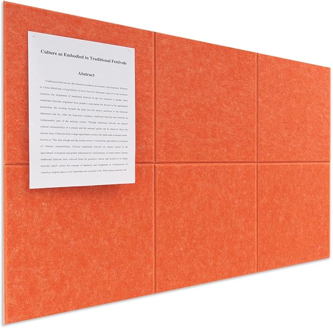 Large Felt Bulletin Board(36" x 24"),Cork Board Alternative,6 Pack Felt Wall Tiles with Safe Removable Adhesive Tabs,Notice Pin Board/Message Board/Vision Board for Office, School & Home