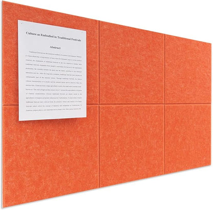 Large Felt Bulletin Board(36" x 24"),Cork Board Alternative,6 Pack Felt Wall Tiles with Safe Removable Adhesive Tabs,Notice Pin Board/Message Board/Vision Board for Office, School & Home