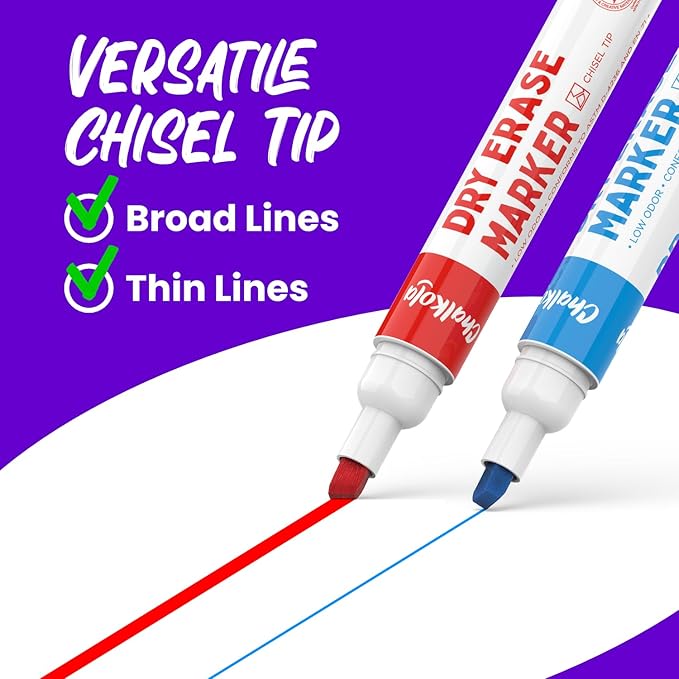 Chalkola Bulk Dry Erase Markers for Classroom (120 Pack, 12 Vibrant Colors) | Erasable, Low Odor, Chisel Tip WhiteBoard Markers, Dry Erase Pens for Kids, Teachers - Office, Home, School Supplies,