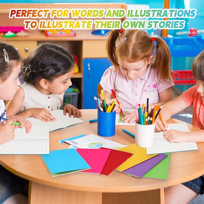 Gueevin 30 Pcs Blank Books for Kids to Write Stories Bulk Composition Notebooks Colorful Soft Cover Notebooks for Drawing Ruled Lined Journals Sketching Kindergarten Easter Gift (Classic Colors)