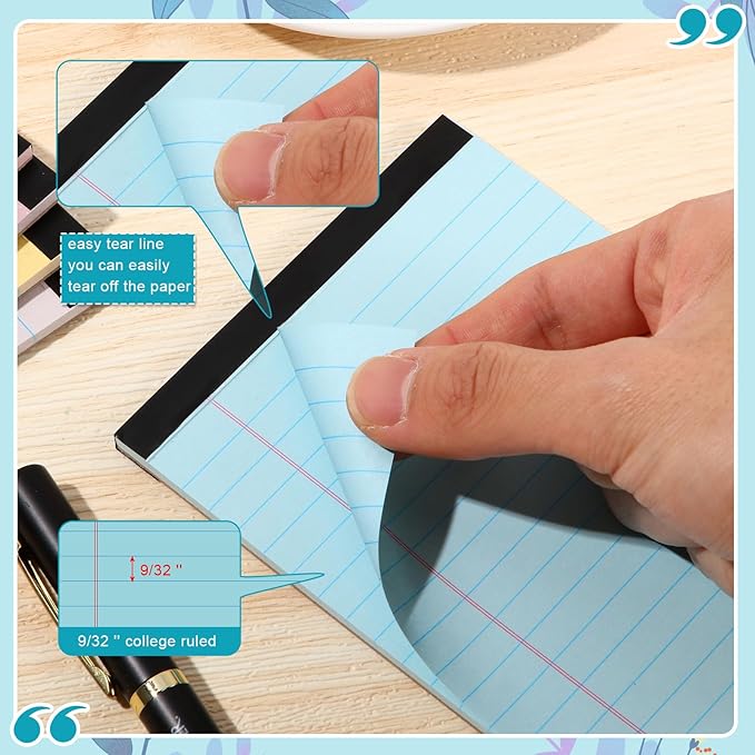 Lincia 36 Pcs 4" x 6" Legal Pad Writing Notepads Small Legal Pad College Ruled 30 Sheets Multiple Color Lined Note for Work 80 Gsm Paper for Grocery List Shopping List (Candy Color)