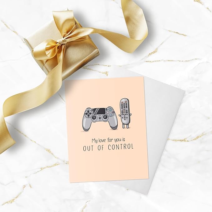ALY LOU Anniversary Card for Her Him/Girlfriend Wife/Husband Boyfriend, Friendship Thank You Birthday Kawaii Greeting Card (Out Of Control - Video Game)