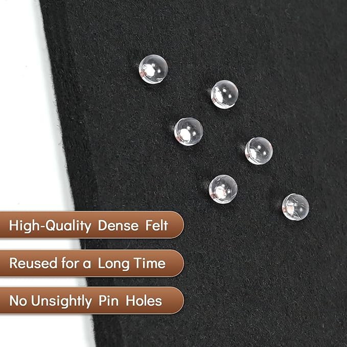 Large Cork Board for Walls with 30 Push Pins-24"X36", Easy to Peel&Stick Vision Bulletin Board Tiles, Black Poster Felt Board Supplies Set Home Office Classroom Corkboard Decor Self Adhesive