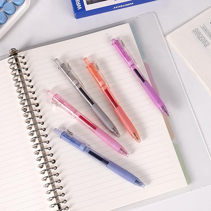 WRITECH Retractable Gel Ink Pens Multi Colored 0.5mm Fine Point Quick Dry Ink Pens For Journaling, Drawing, Doodling, and Notetaking 5ct