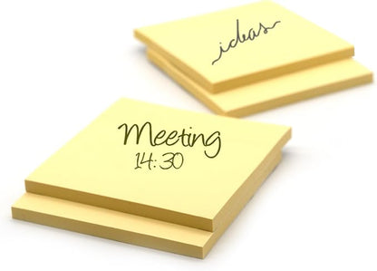 Sticky Notes 3" x 3 inch - (12 Pads) 600 Sheets - Yellow Stick On Note. Self Stick It Notes. Strong Sticking Square Stickies. Small Square Removable Memo Pad to Post in Office, Home, School - Emraw