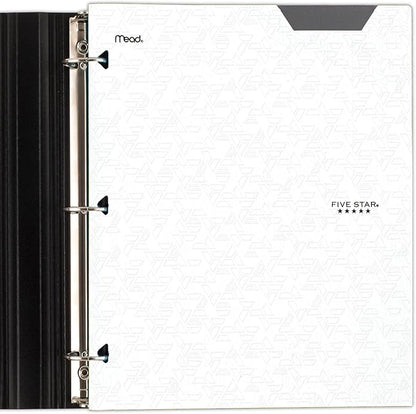 Five Star 2-Pocket Folder, Plastic Folder with Stay-Put Tabs, Fits 3 Ring Binder, Holds 8-1/2" x 11" Paper, White (333420I-ECM)