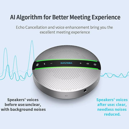 SP300 Bluetooth Speakerphone 360º Voice Pickup 6 AI Echo & Noise Canceling Microphones, 18H Call Time, Bluetooth 5.0/USB C/Dongle Compatible with Leading Platforms, Home Office