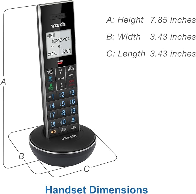 VTech LS6381-2 Bluetooth Speaker with Echo Cancellation, Noise Reduction, Music Streaming, PC/Landline/Cellular Calls, Paired with DECT6.0 Cordless Handset, Answering System, Smart Call Blocker,Black
