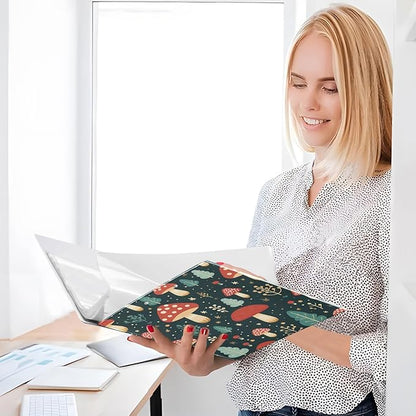 Cute Mushroom Red 3 Ring Binders with Clipboard File Folder for Office School with Pocket, 1 Pack, E01W24021