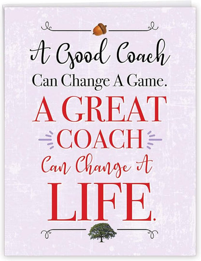 NobleWorks - 1 Jumbo School Coaches Thank You Greeting Card From US from Everyone w/Envelope (8.5 x 11 Inch) Team Sports Gratitude, Teacher and Mentor Notecard - Life Changing Coach J3127TYG-US