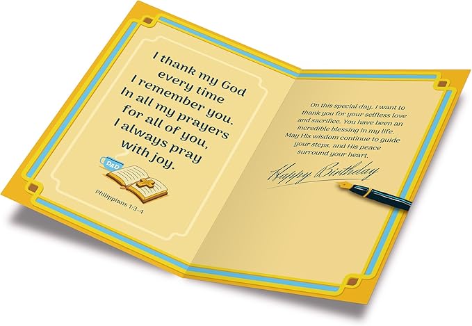 Prime Greetings Religious Birthday Card For Dad, Made in America, Eco-Friendly, Thick Card Stock with Premium Envelope 5in x 7.75in, Packaged in Protective Mailer